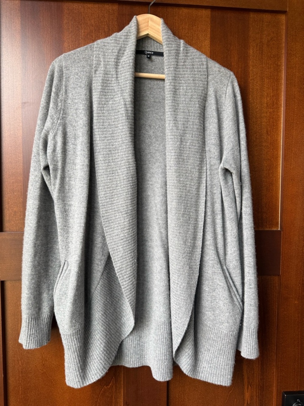 Women’s Quince Heather GreyMongolian Cashmere Open Cardigan Size Medium - Picture 4 of 11